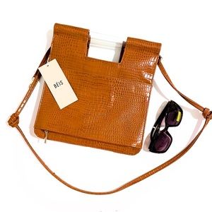 BEIS The Crossbody Bag in Cognac Croc